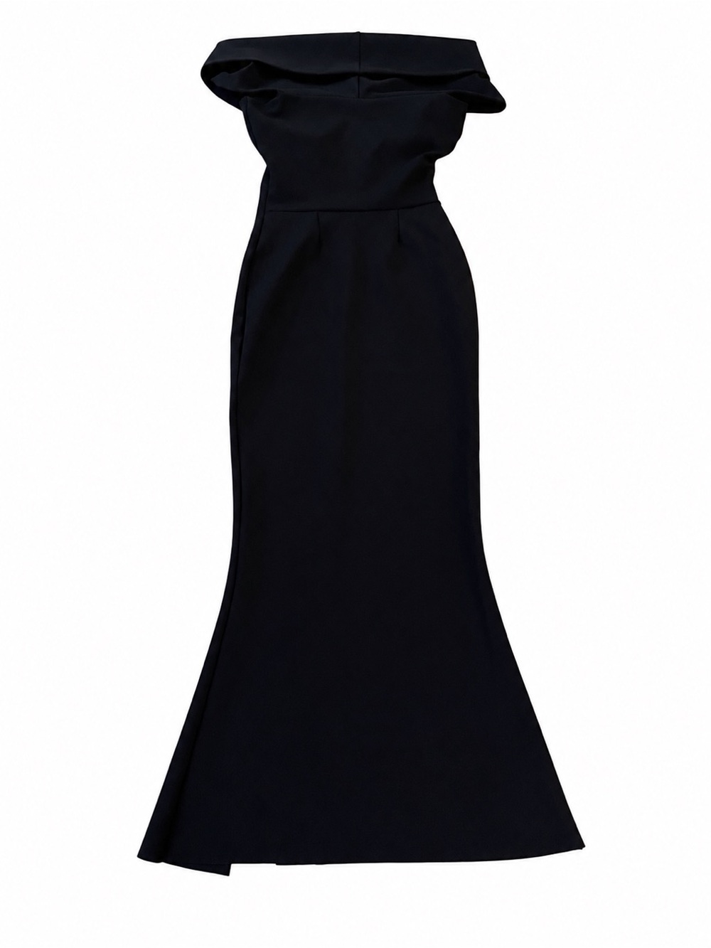 Chiara Boni La Petite Robe Black Off Shoulder Fishtail Gown Sz 42 Wedding Formal - Picture 9 of 16
